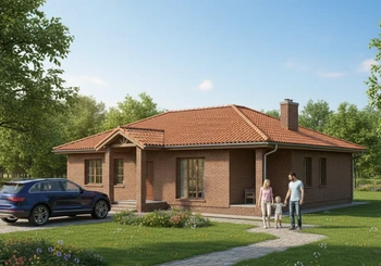 Проект одноэтажного современного дома 119 м² из керамзитоблока