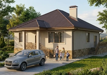 Проект одноэтажного дома 108 м² из газобетона