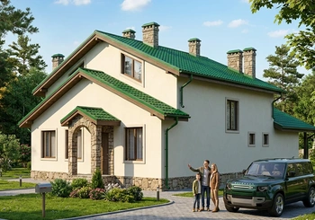 Проект двухэтажного дома-бани из керамзитоблока 129 м²