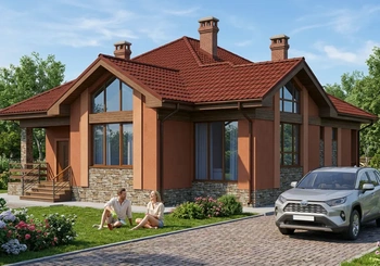 Проект одноэтажного дома 121 м² из газобетона