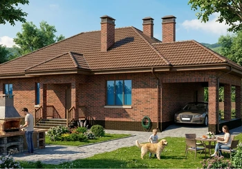 Проект одноэтажного дома  154 м² из кирпича